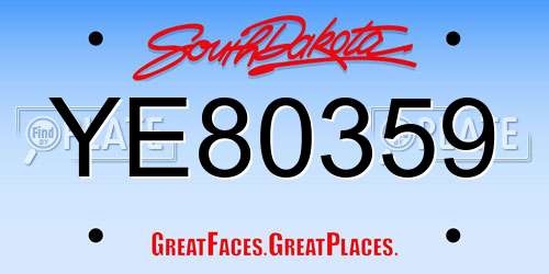 YE80359 South Dakota License Plate
