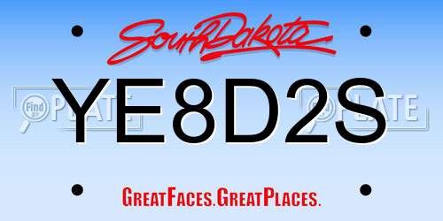 YE8D2S South Dakota License Plate