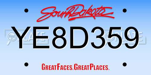 YE8D359 South Dakota License Plate