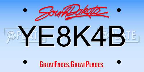 YE8K4B South Dakota License Plate