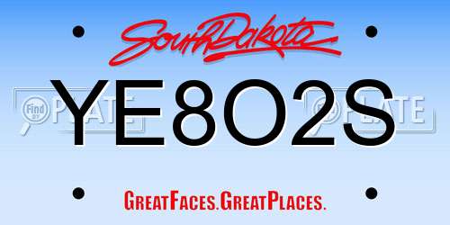 YE8O2S South Dakota License Plate