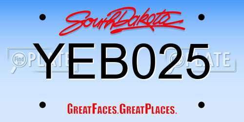YEB025 South Dakota License Plate