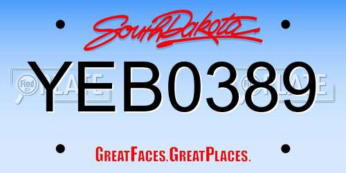 YEB0389 South Dakota License Plate