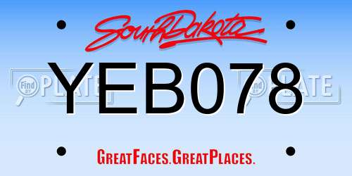 YEB078 South Dakota License Plate