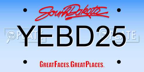 YEBD25 South Dakota License Plate