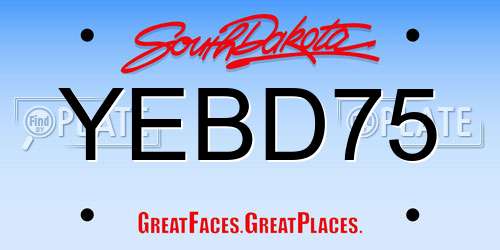 YEBD75 South Dakota License Plate