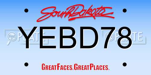 YEBD78 South Dakota License Plate