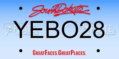 YEBO28 South Dakota License Plate