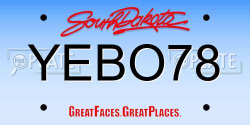 YEBO78 South Dakota License Plate
