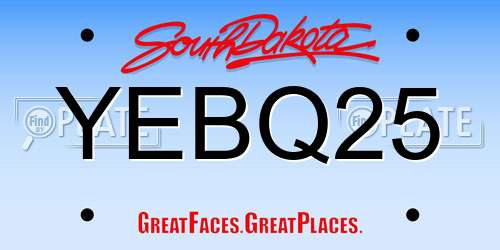 YEBQ25 South Dakota License Plate