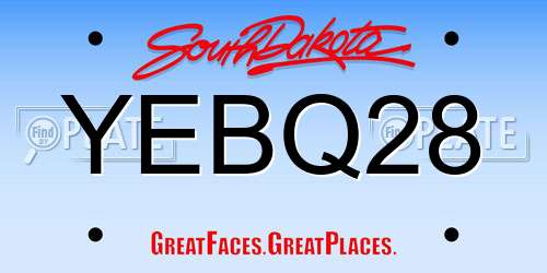 YEBQ28 South Dakota License Plate