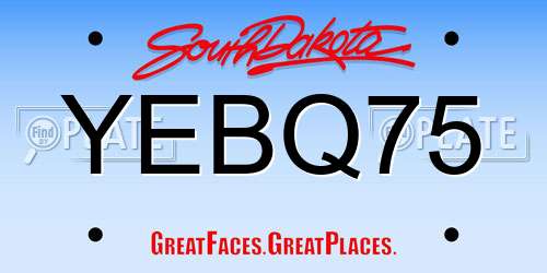 YEBQ75 South Dakota License Plate