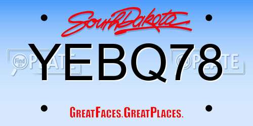 YEBQ78 South Dakota License Plate