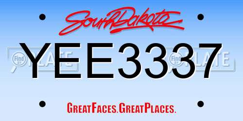 YEE3337 South Dakota License Plate