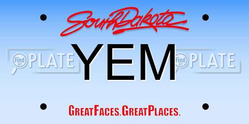 YEM South Dakota License Plate