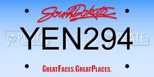 YEN294 South Dakota License Plate