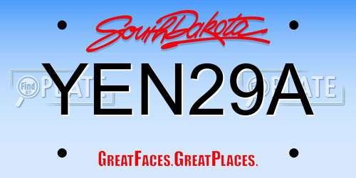YEN29A South Dakota License Plate