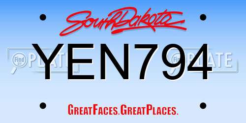 YEN794 South Dakota License Plate