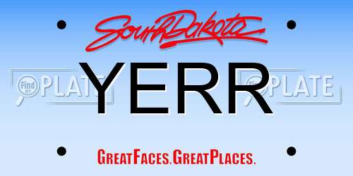 YERR South Dakota License Plate