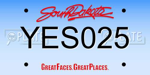 YES025 South Dakota License Plate
