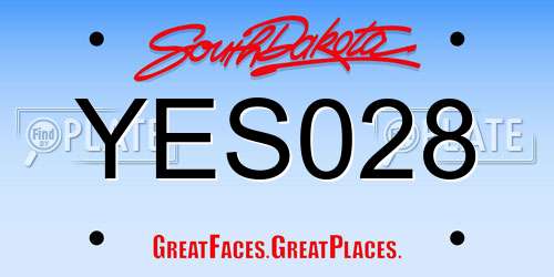 YES028 South Dakota License Plate