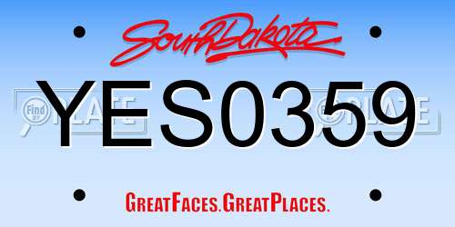 YES0359 South Dakota License Plate
