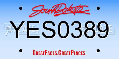 YES0389 South Dakota License Plate