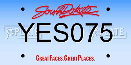 YES075 South Dakota License Plate