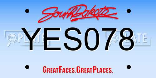 YES078 South Dakota License Plate