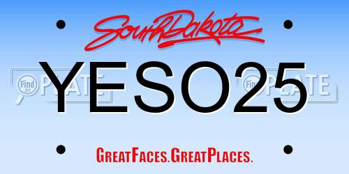YESO25 South Dakota License Plate