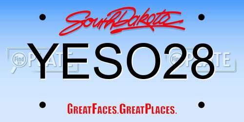 YESO28 South Dakota License Plate