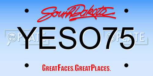 YESO75 South Dakota License Plate