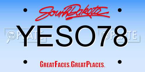 YESO78 South Dakota License Plate