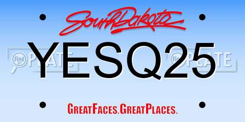 YESQ25 South Dakota License Plate