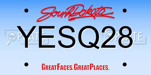 YESQ28 South Dakota License Plate