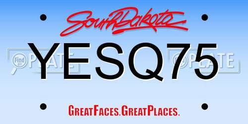 YESQ75 South Dakota License Plate