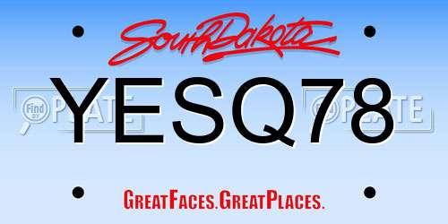 YESQ78 South Dakota License Plate