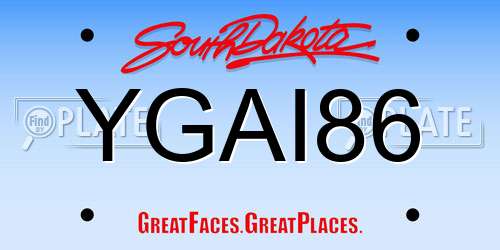 YGAI86 South Dakota License Plate