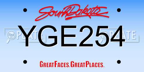 YGE254 South Dakota License Plate