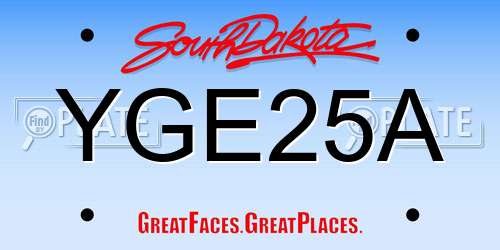 YGE25A South Dakota License Plate