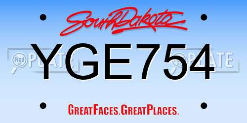 YGE754 South Dakota License Plate