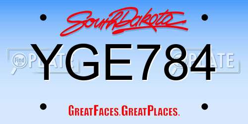 YGE784 South Dakota License Plate