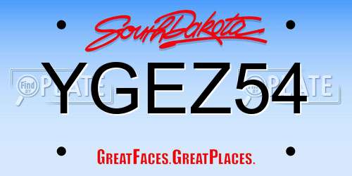 YGEZ54 South Dakota License Plate