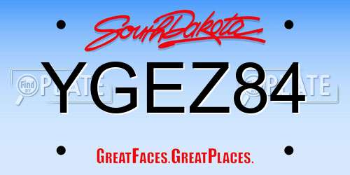 YGEZ84 South Dakota License Plate