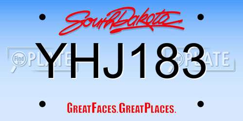 YHJ183 South Dakota License Plate