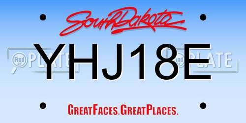YHJ18E South Dakota License Plate