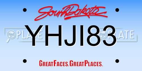 YHJI83 South Dakota License Plate