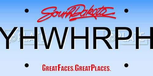 YHWHRPH South Dakota License Plate