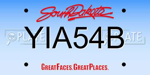 YIA54B South Dakota License Plate