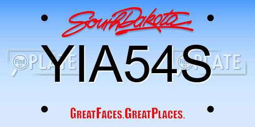 YIA54S South Dakota License Plate